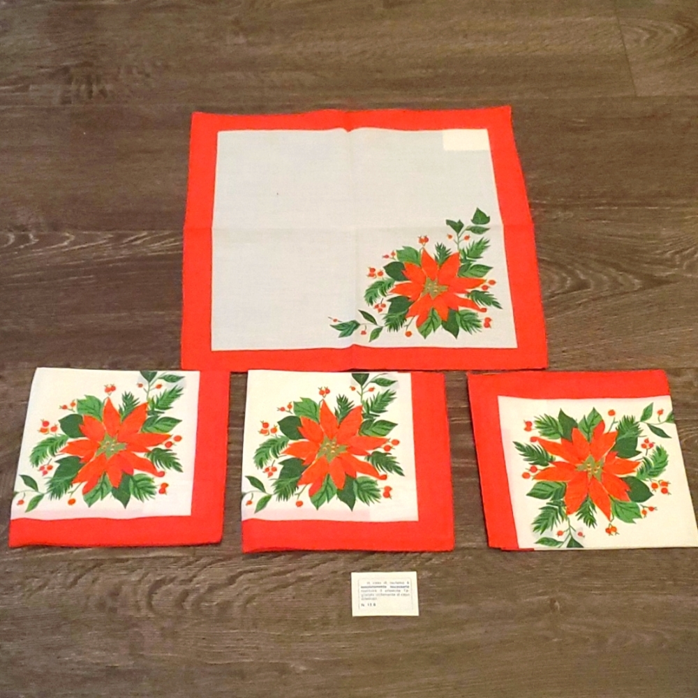 🌲❤️ Vintage Christmas Cloth Napkins Set 4 15X15 Made in Italy - New